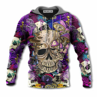 Mushroom Crazy Bright Magic Psychedelic Skull - Hoodie - Owl Ohh - Owl Ohh