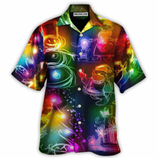 Christmas Santa Claus Tree Snowman Neon Light Style - Hawaiian Shirt - Owl Ohh - Owl Ohh