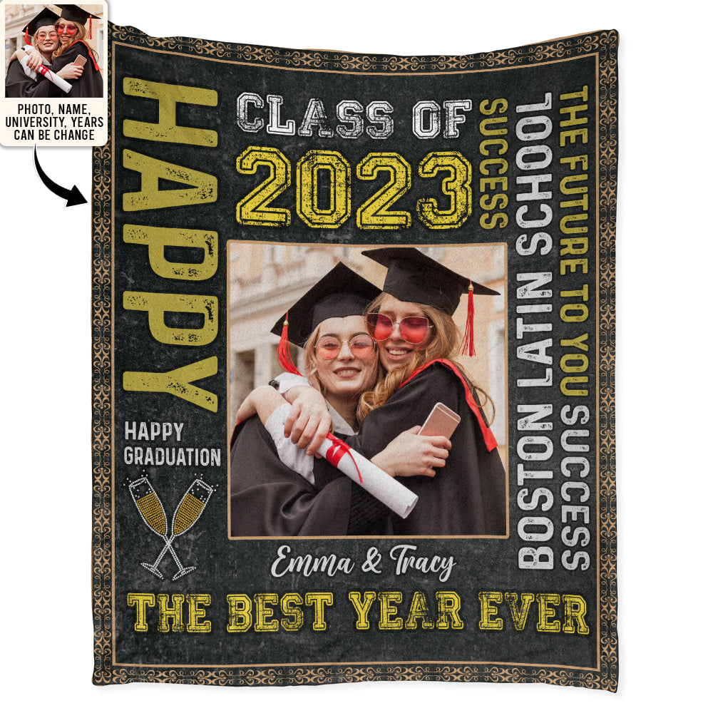 Graduation Class Of 2023 The One Where They Graduate Seniors 2023 Custom Photo Personalized - Flannel Blanket - Personalized Photo Gifts - Owl Ohh