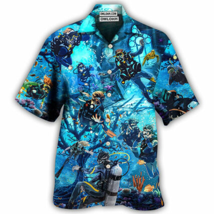 Diving Under The Sea Art Style - Hawaiian Shirt - Owl Ohh - Owl Ohh
