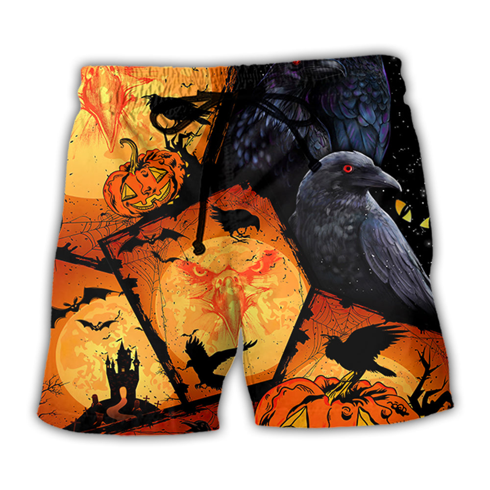 Halloween Raven Pumpkin Scary - Beach Short - Owl Ohh - Owl Ohh