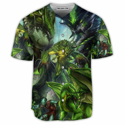 Dragon Green Skull Lover Art Style - Baseball Jersey - Owl Ohh - Owl Ohh
