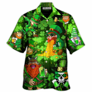 Irish Beer St Patrick's Day Viking Skull Leprechaun Gnome - Hawaiian Shirt - Owl Ohh - Owl Ohh
