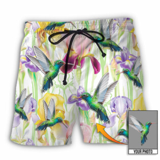 Hummingbird Flower Art Beautiful Custom Photo - Beach Short - Owl Ohh - Owl Ohh