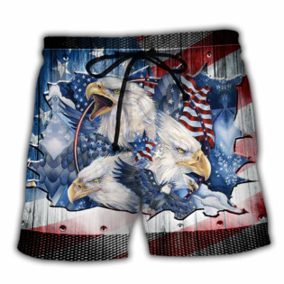 America Eagle Proud Amazing Patriotic - Beach Short - Owl Ohh - Owl Ohh