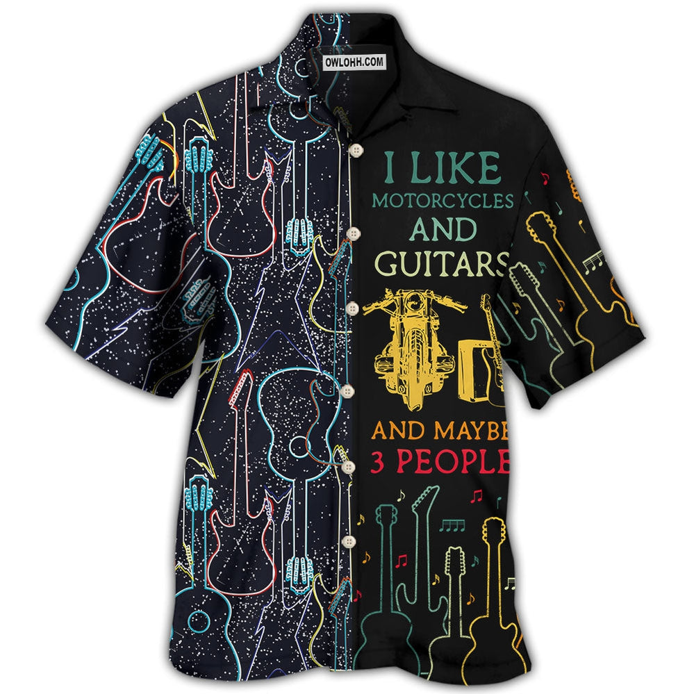 Guitar I Like Motorcycle And Guitar - Hawaiian Shirt - Owl Ohh - Owl Ohh