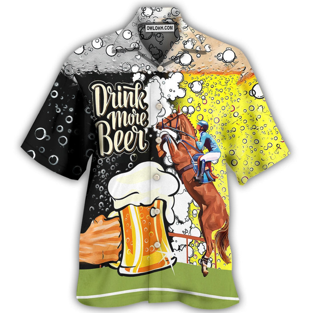 Beer Horse Racing Drink More Beer - Hawaiian Shirt - Owl Ohh - Owl Ohh