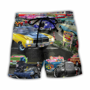 Hot Rod Lover Cool Art Style - Beach Short - Owl Ohh - Owl Ohh