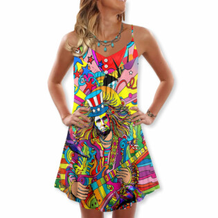 Hippie America Colorfull Style - V-neck Sleeveless Cami Dress - Owl Ohh - Owl Ohh