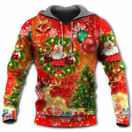 Christmas Santa Claus Drinking Christmas Tree Red Light - Hoodie - Owl Ohh - Owl Ohh