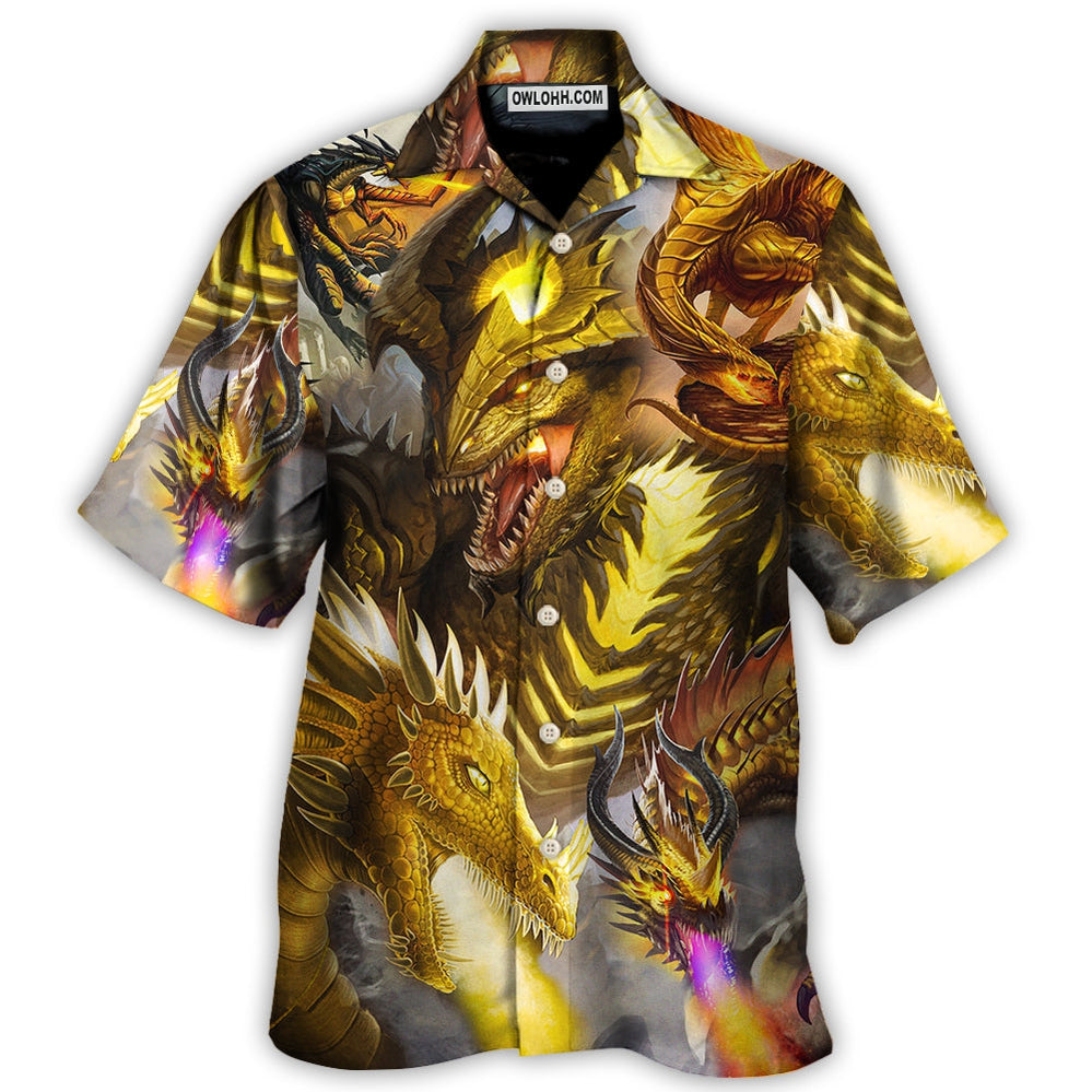 Dragon Gold Skull Lover Fight Art Style - Hawaiian Shirt - Owl Ohh - Owl Ohh