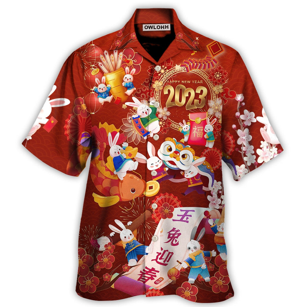 Chinese Lunar Year Rabbit Happy New Year 2023 - Hawaiian Shirt - Owl Ohh for men and women, kids - Owl Ohh