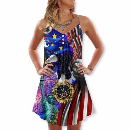 America New Year New America Christmas - V-neck Sleeveless Cami Dress - Owl Ohh - Owl Ohh