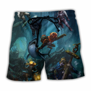 Diving Under The Blue Sea Art Style - Beach Short - Owl Ohh - Owl Ohh