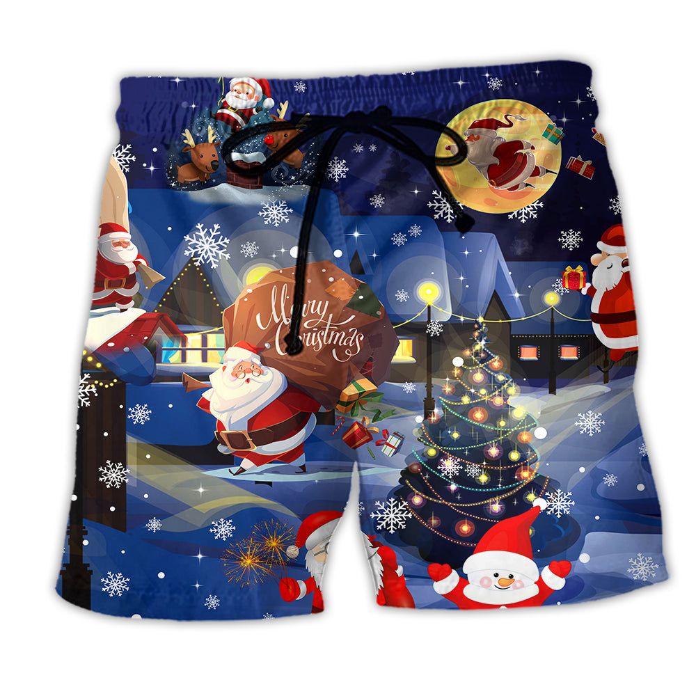 Christmas Love Santa And Gifts - Beach Short - Owl Ohh - Owl Ohh