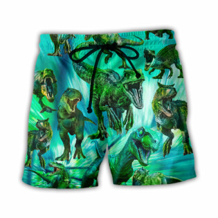 Dinosaur Running Cool Style - Beach Short - Owl Ohh - Owl Ohh