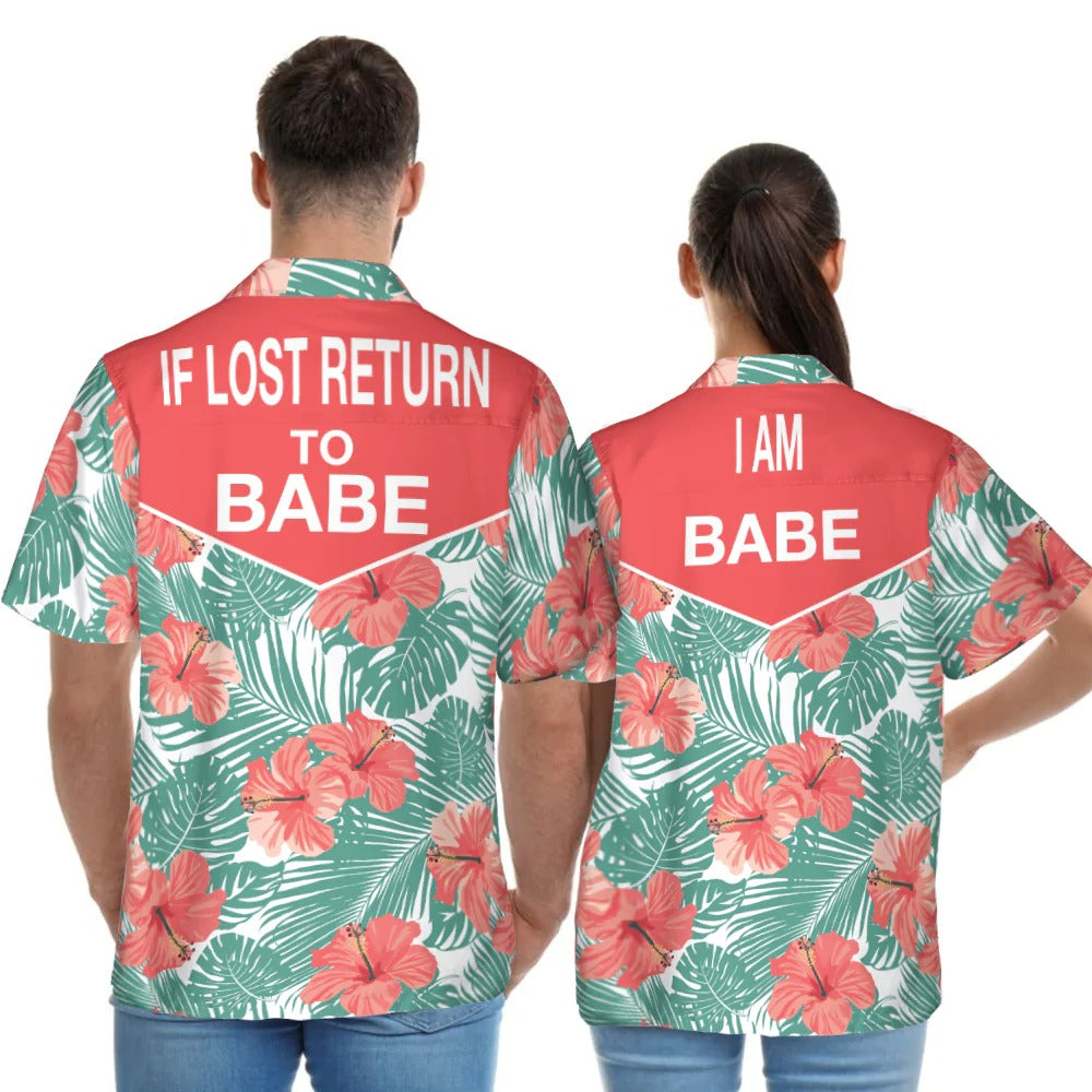 Women's day, Couple Gift, Funny Couple If Lost Return To Babe Matching - Hawaiian Shirt - Owl Ohh for men and women, kids - Owl Ohh
