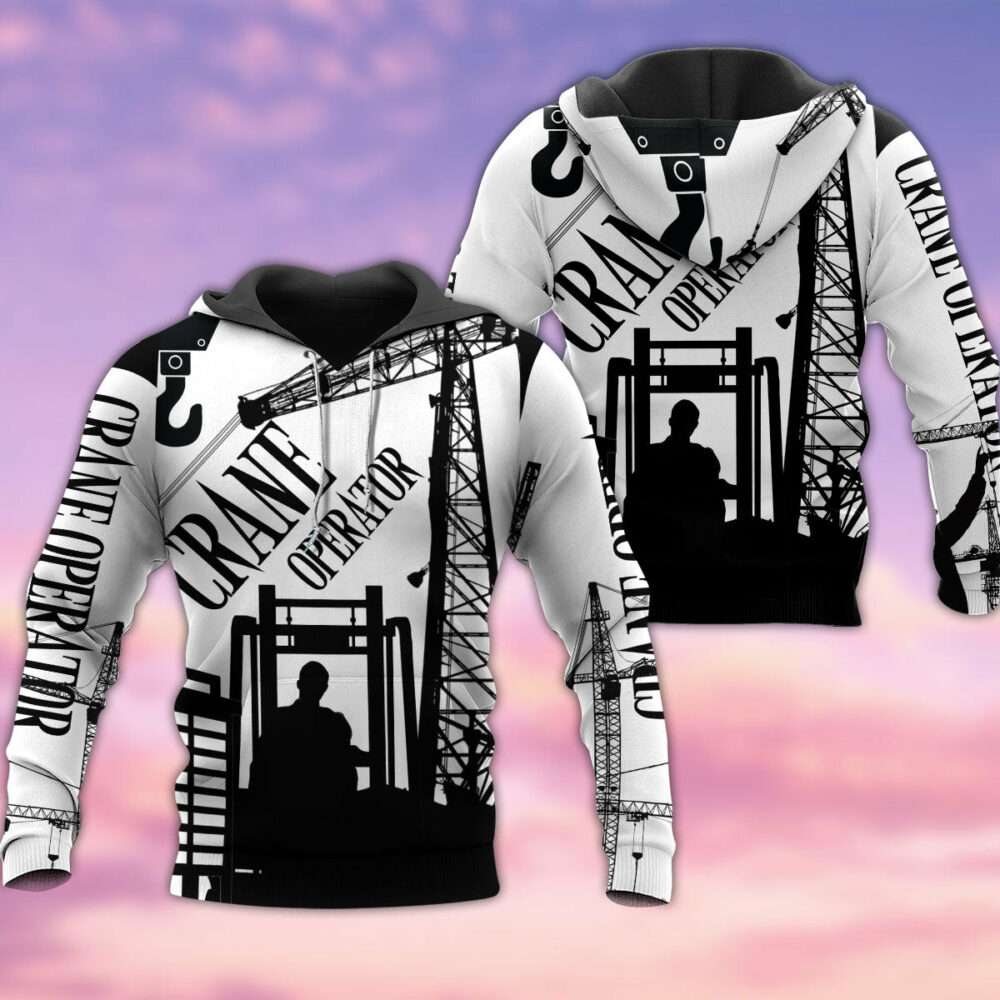 Crane Operator Black And White Style - Hoodie - Owl Ohh - Owl Ohh