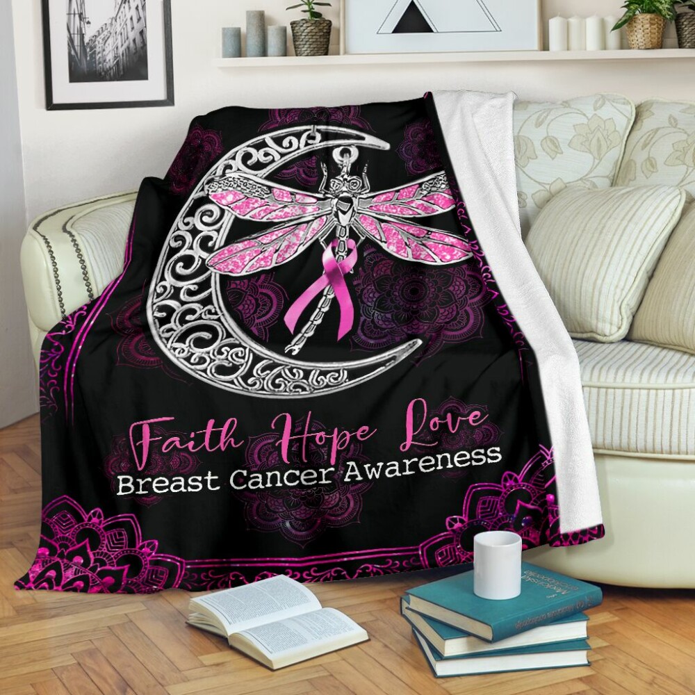 Butterfly Never Give Up Breast Cancer Awareness - Flannel Blanket - Owl Ohh - Owl Ohh