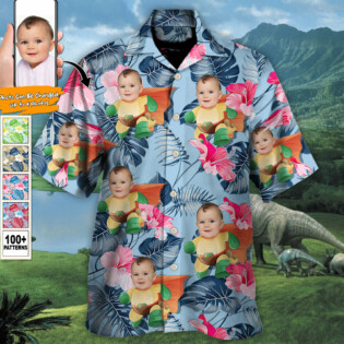 Dinosaur Funny Tropical Style Custom Photo - Hawaiian Shirt - Personalized Photo Gifts for men and women, kids - Owl Ohh
