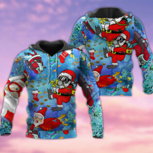 Santa Christmas Santa Claus Dives In The Ocean - Hoodie - Owl Ohh - Owl Ohh