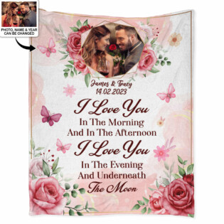 Women's Day, Valentine Gift Watercolor I Love You Couple Gift For Your Love Custom Photo Personalized - Flannel Blanket - Personalized Photo Gifts - Owl Ohh