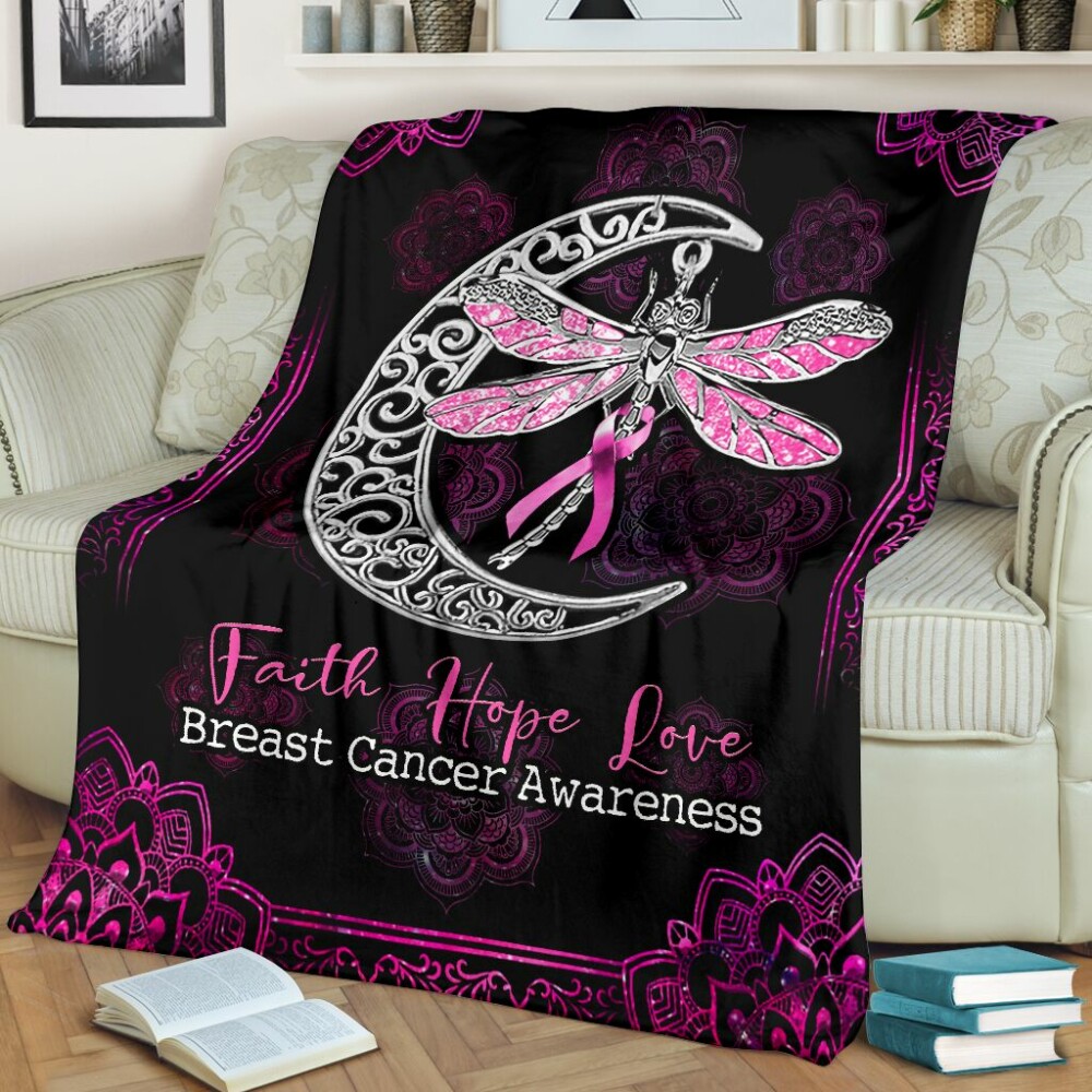 Butterfly Never Give Up Breast Cancer Awareness - Flannel Blanket - Owl Ohh - Owl Ohh