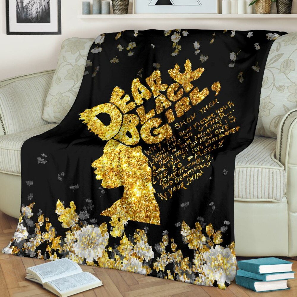 Dear Black Girl Faux Glitter Print African American Flannel Blanket 0622 799 - Owl Ohh