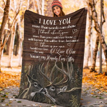 Hunting Deer I Love You You are My Happily Ever - Flannel Blanket - Owl Ohh - Owl Ohh