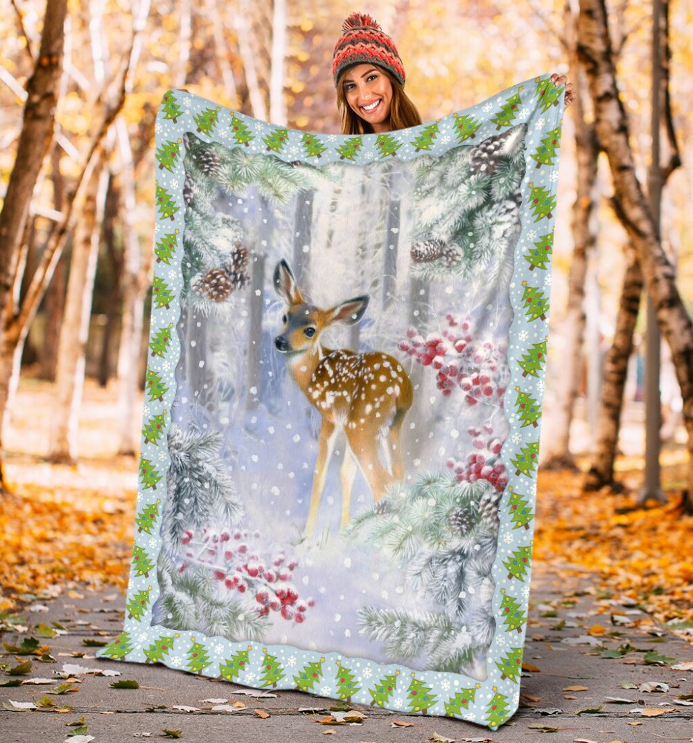 Hunting Deer Christmas Hunting - Flannel Blanket - Owl Ohh - Owl Ohh