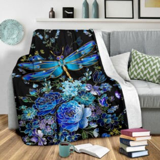 Dragonfly Blue Floral So Lovely - Flannel Blanket - Owl Ohh - Owl Ohh