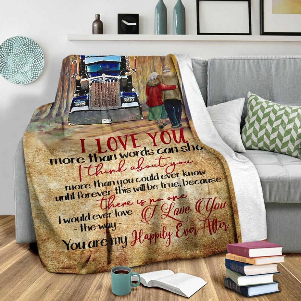 Truck I Love You Truck Couple Trucker - Flannel Blanket - Owl Ohh - Owl Ohh