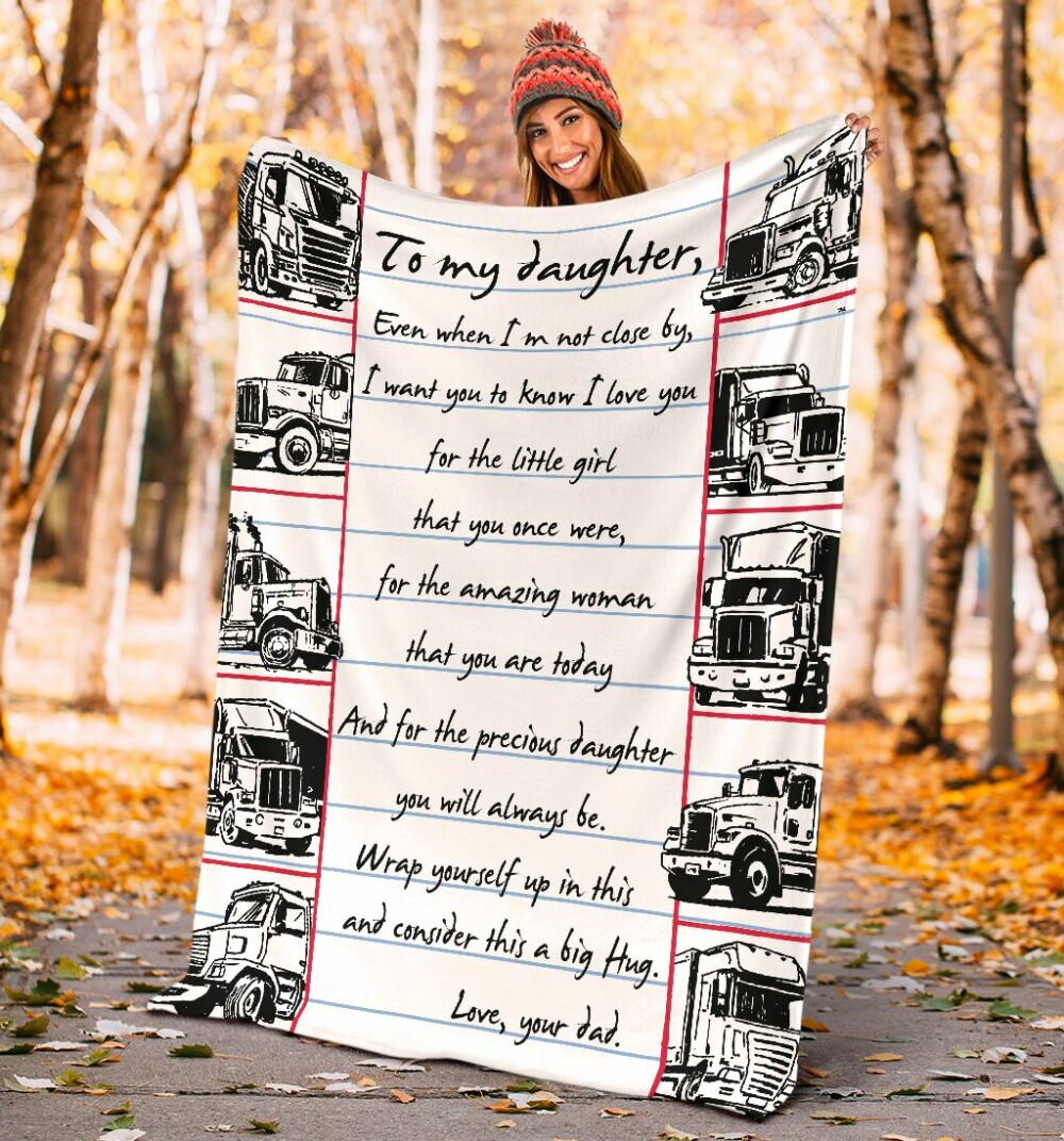Truck To My Daughter Trucker - Flannel Blanket - Owl Ohh - Owl Ohh