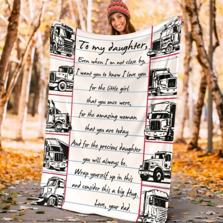 Truck To My Daughter Trucker - Flannel Blanket - Owl Ohh - Owl Ohh