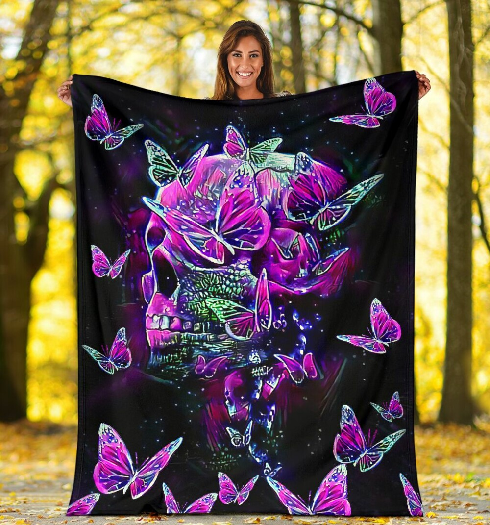 Skull Butterfly Pink Style - Flannel Blanket - Owl Ohh - Owl Ohh