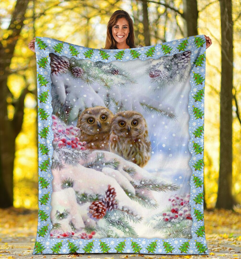 Owl Christmas Snow So Lovely - Flannel Blanket - Owl Ohh - Owl Ohh