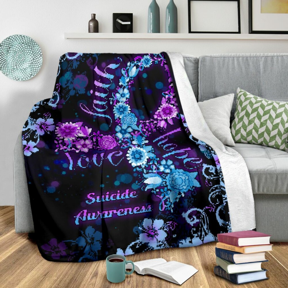 Suicide Prevention Faith Hope Love Floral - Flannel Blanket - Owl Ohh - Owl Ohh