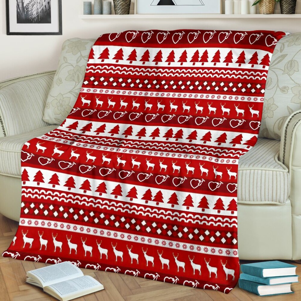 Nurse Christmas Simmple Pattern - Flannel Blanket - Owl Ohh - Owl Ohh
