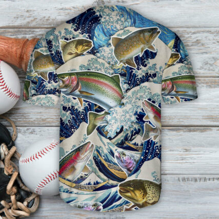 Fishing Trout Fishing Big Waves - Baseball Jersey - Owl Ohh