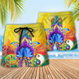 Yoga World Connect, Kindness, Gratitude, Hope, Peace, Inspire, Meditate, Let It Go - Beach Short