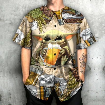 Star Wars Baby Yoda And Beer Wheat - Baseball Jersey