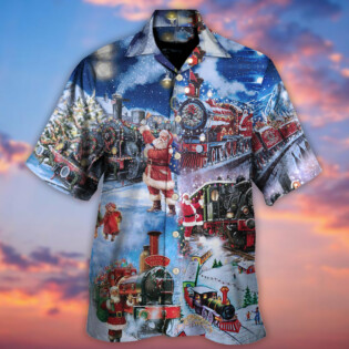 Train Christmas Santa And Train Happiness - Hawaiian Shirt - Owl Ohh - Owl Ohh