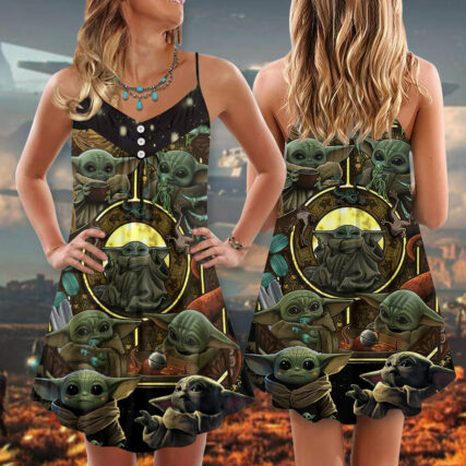 Starwars Baby Yoda In Your Area - V-neck Sleeveless Cami Dress