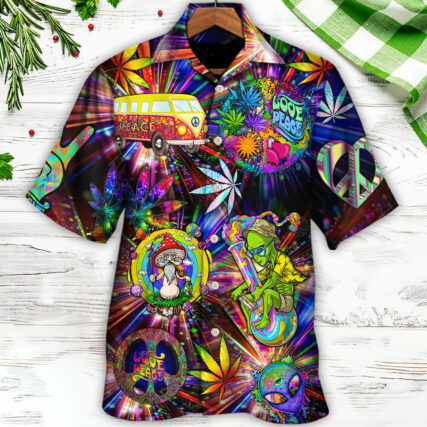 Hippie Alien Peace The Colorful Of Life Amazing Neon Style - Hawaiian Shirt - Owl Ohh - Owl Ohh