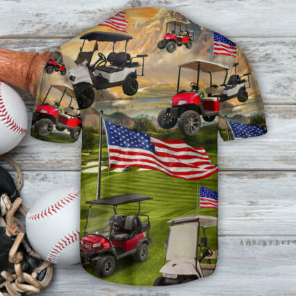 Golf With US Flag Art Style - Baseball Jersey - Owl Ohh