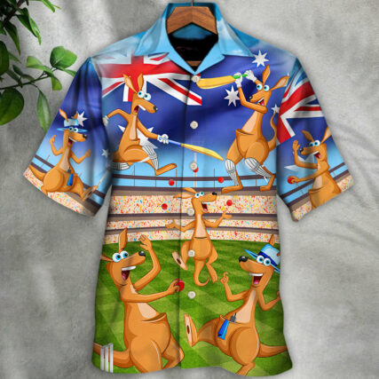 Cricket Kangaroo Play Cricket Funny We Love Cricket - Hawaiian Shirt - Owl Ohh for men and women, kids - Owl Ohh