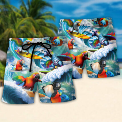 Surfing Funny Parrot Surf Up Take It Easy Lovers Surfing - Beach Short