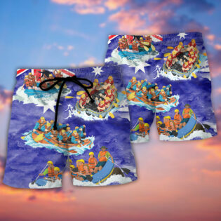 Water Rafting River Rafting Team Funny Lover Australia Flag Vintage Art Style - Beach Short - Owl Ohh - Owl Ohh