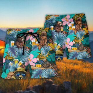 Camping Funny Bear Camping Without Beer Is Just Sitting In The Woods - Beach Short