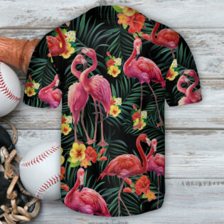 Flamingo Flowers Tropical Art Vibe - Baseball Jersey - Owl Ohh